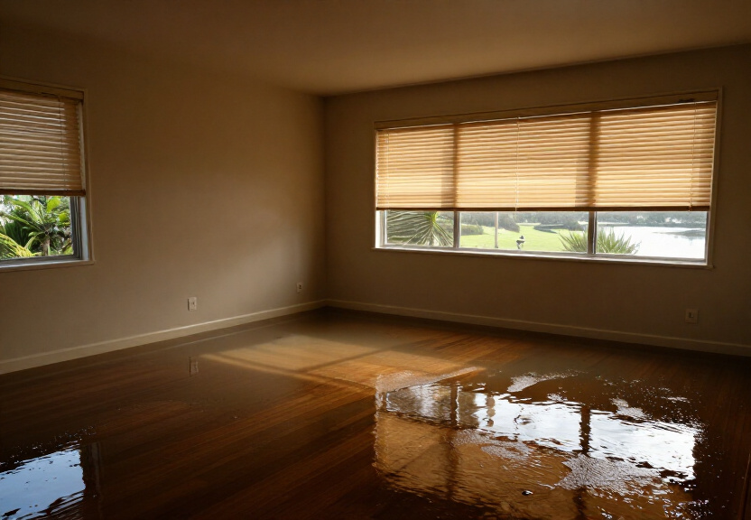 Water-damaged commercial space in St Peters with soaked carpets